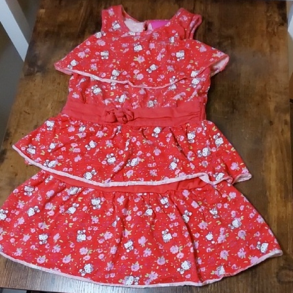 SOLD-Hello Kitty Red Floral Kids Dress - Picture 1 of 6